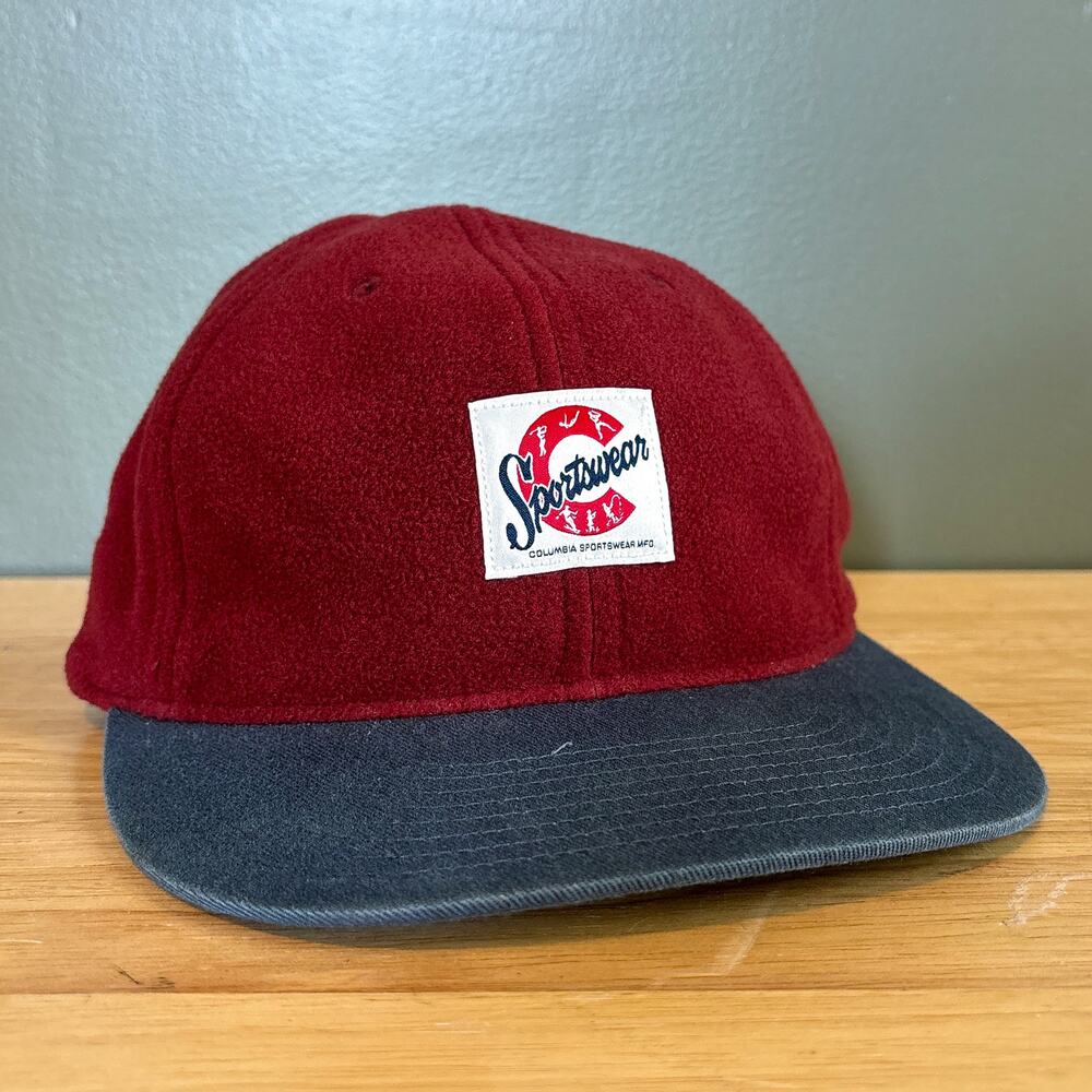 Columbia Sportswear Bugaboo Fleece Maroon Gray 6 Panel Strapback Hat O/S